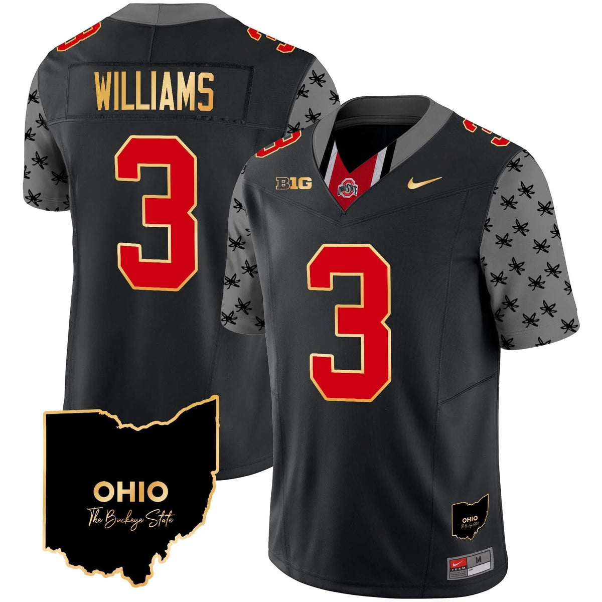Personalized OSB 2026 Home Patch Gold Trim Vapor Limited Jersey V2 - Black / Miyan Williams Stitched