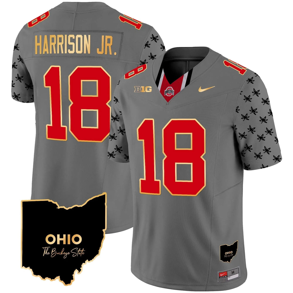 Personalized OSB 2026 Home Patch Gold Trim Vapor Limited Jersey V2 - Gray / Marvin Harrison Jr. Stitched