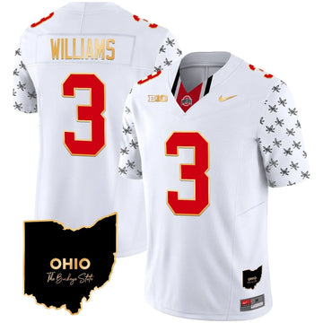 Personalized OSB 2026 Home Patch Gold Trim Vapor Limited Jersey V2 - White Limited / Miyan Williams Stitched