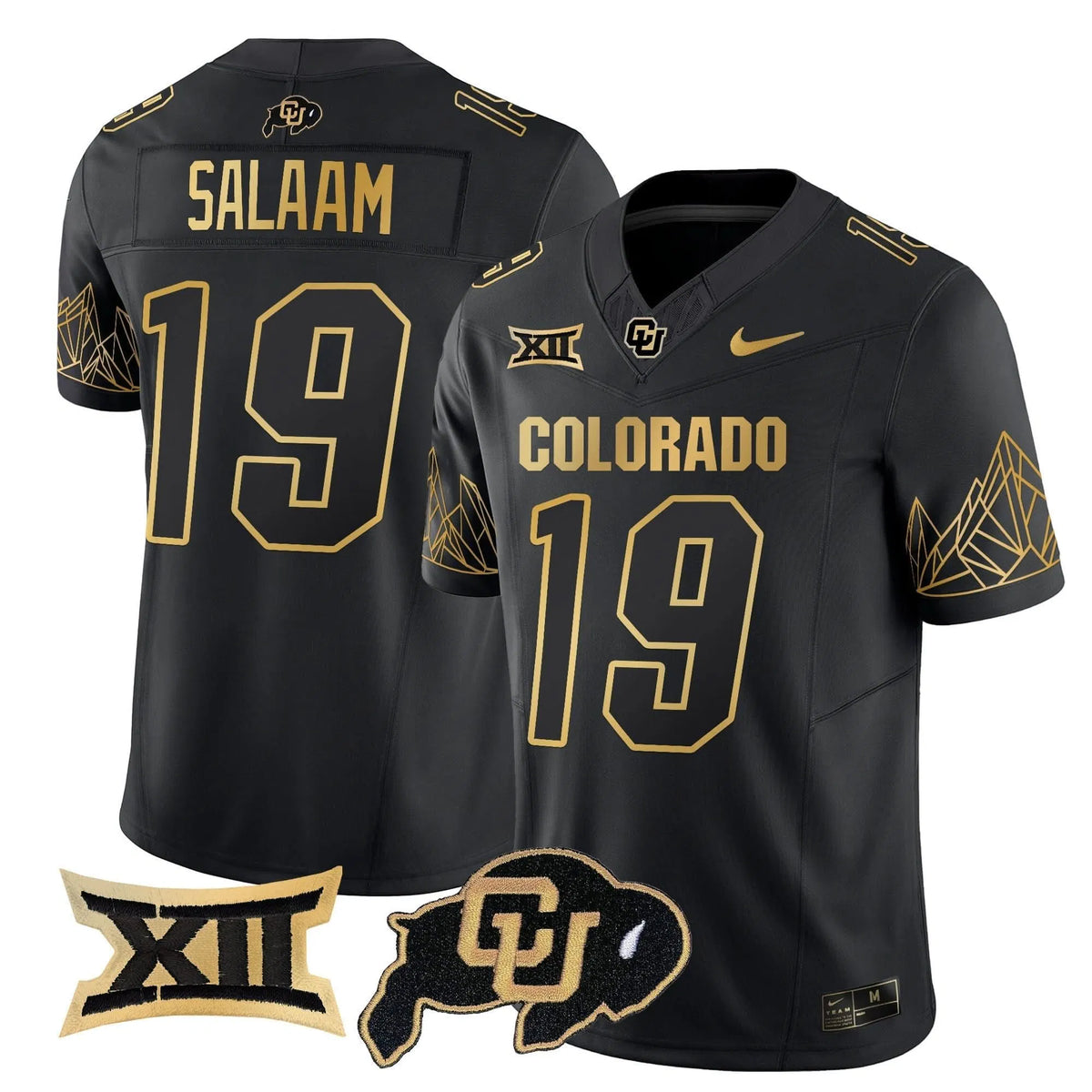 Personalized CB Big 12 XII Patch Gold Vapor Limited Jersey - Black Gold / Rashaan Salaam Stitched