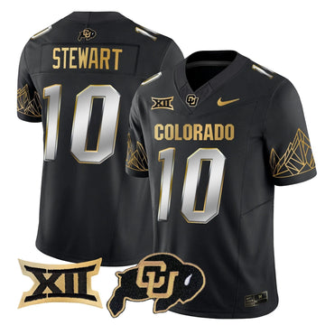 Personalized CB Big 12 XII Patch Gold Vapor Limited Jersey - Black Limited / Kordell Stewart Stitched