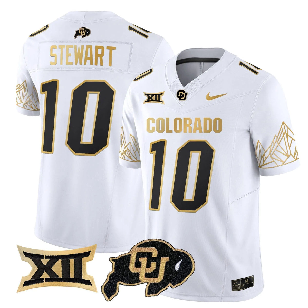 Personalized CB Big 12 XII Patch Gold Vapor Limited Jersey - White Gold / Kordell Stewart Stitched