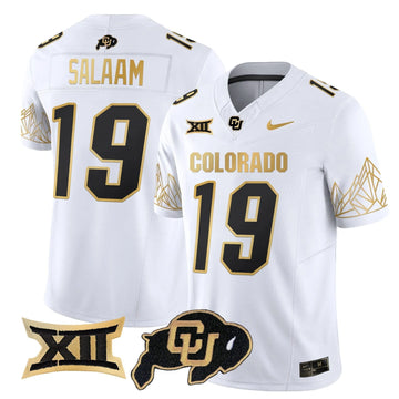 Personalized CB Big 12 XII Patch Gold Vapor Limited Jersey - White Gold / Rashaan Salaam Stitched