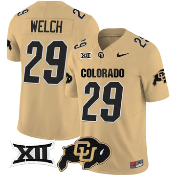 Personalized CB Vapor Limited Jersey V2 - Big 12 XII Patch - Gold / Micah Welch Stitched