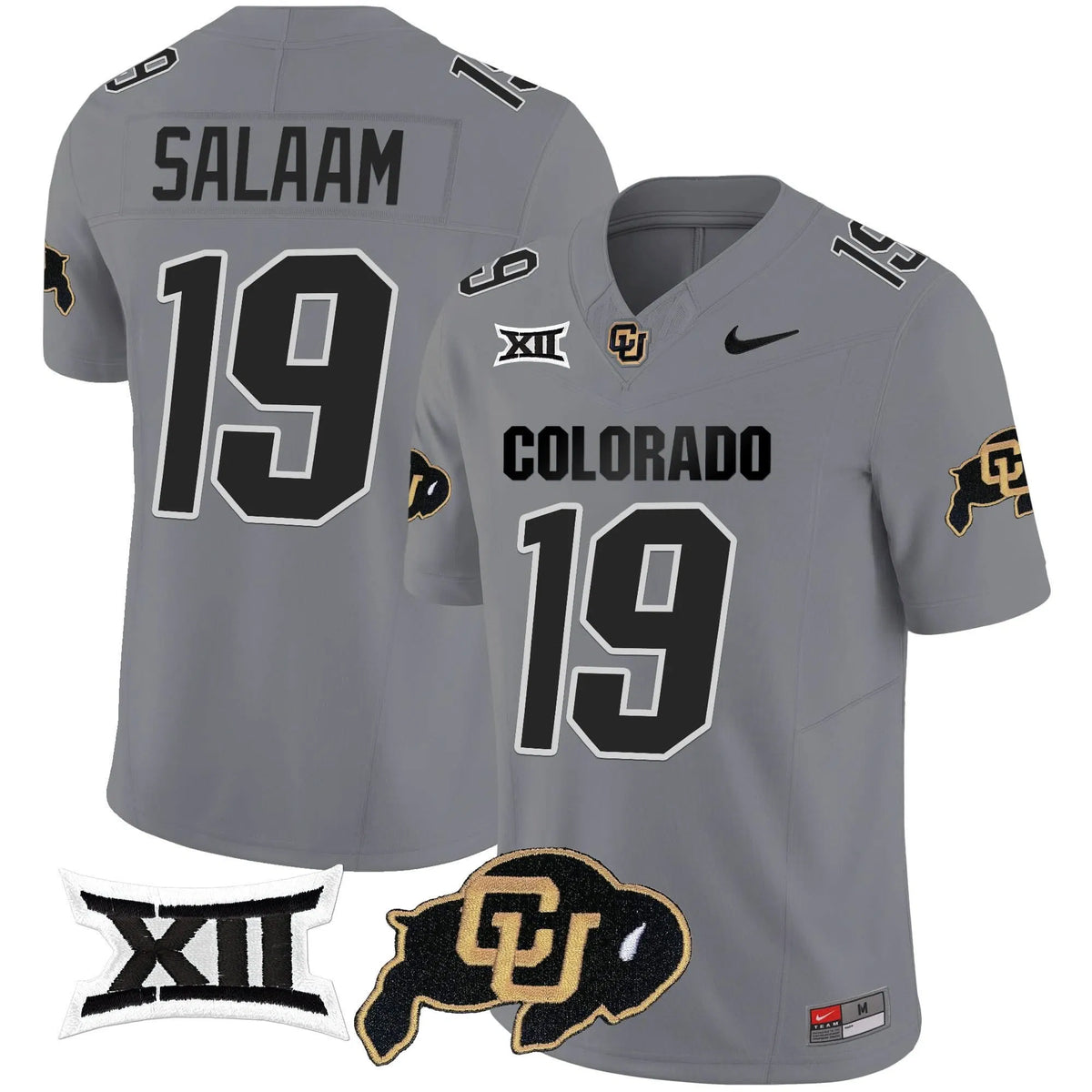 Personalized CB Vapor Limited Jersey V2 - Big 12 XII Patch - Gray / Rashaan Salaam Stitched