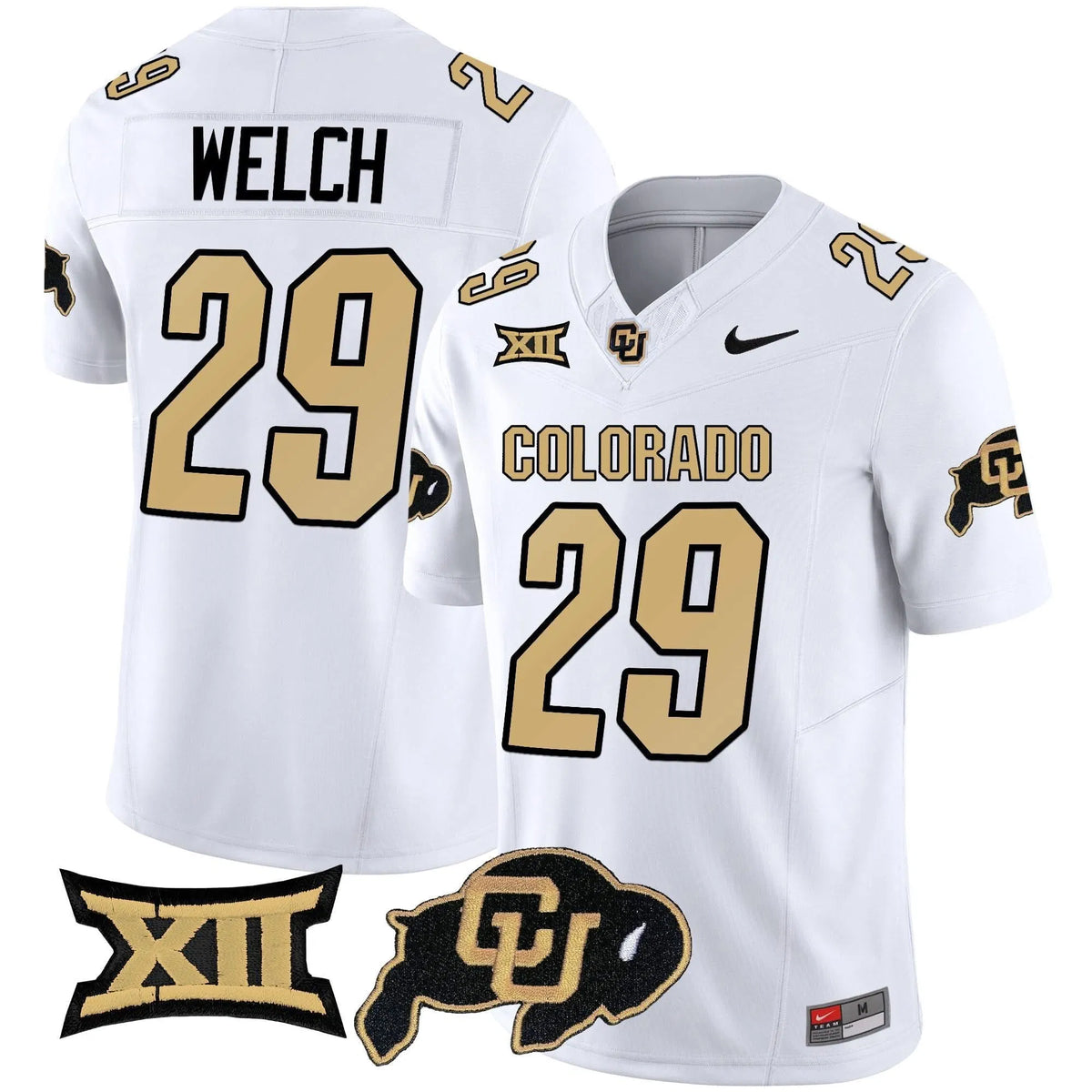 Personalized CB Vapor Limited Jersey V2 - Big 12 XII Patch - White / Micah Welch Stitched