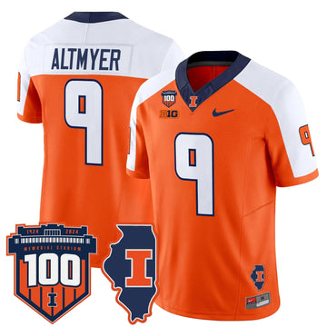 Personalized ILL 100th Memorial Stadium Patch Vapor Limited Jersey - Orange Alternate / Luke Altmyer Stitched