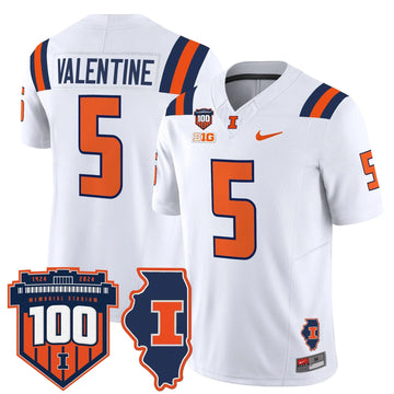 Personalized ILL 100th Memorial Stadium Patch Vapor Limited Jersey - White / Ca'Lil Valentine Stitched