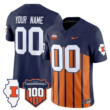 Personalized ILL 100th Memorial Stadium Patch Vapor Limited Custom Jersey - Throwback Stitched