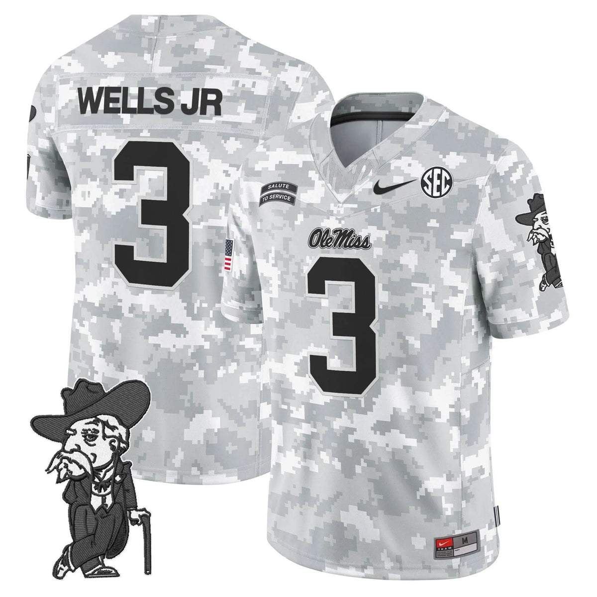 Personalized OMB 2026 Salute to Service Vapor Limited Jersey - Arctic Camo - Antwane Wells Jr. Stitched