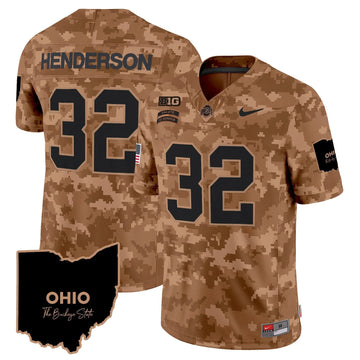 Personalized OSB 2026 Salute to Service Vapor Limited Jersey - Brown Camo / Treveyon Henderson Stitched