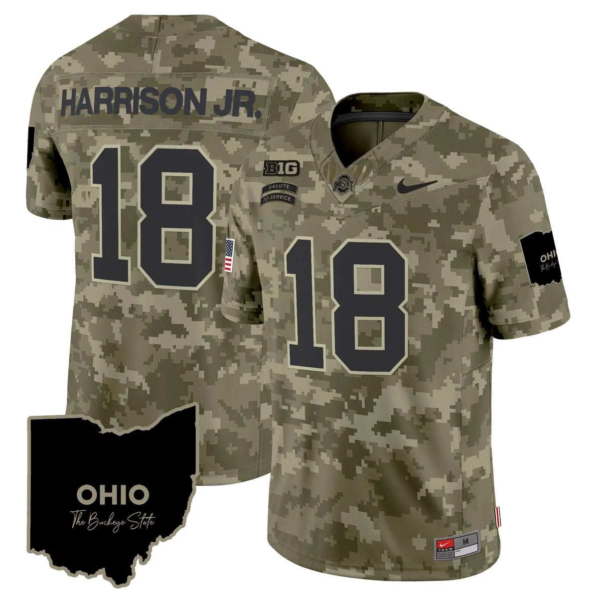 Personalized OSB 2026 Salute to Service Vapor Limited Jersey - Olive Camo / Marvin Harrison Jr. Stitched