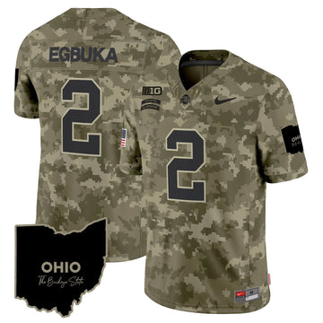 Personalized OSB 2026 Salute to Service Vapor Limited Jersey - Olive Camo / Emeka Egbuka Stitched