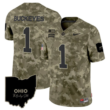 Personalized OSB 2026 Salute to Service Vapor Limited Jersey - Olive Camo / #1 Buckeyes Stitched