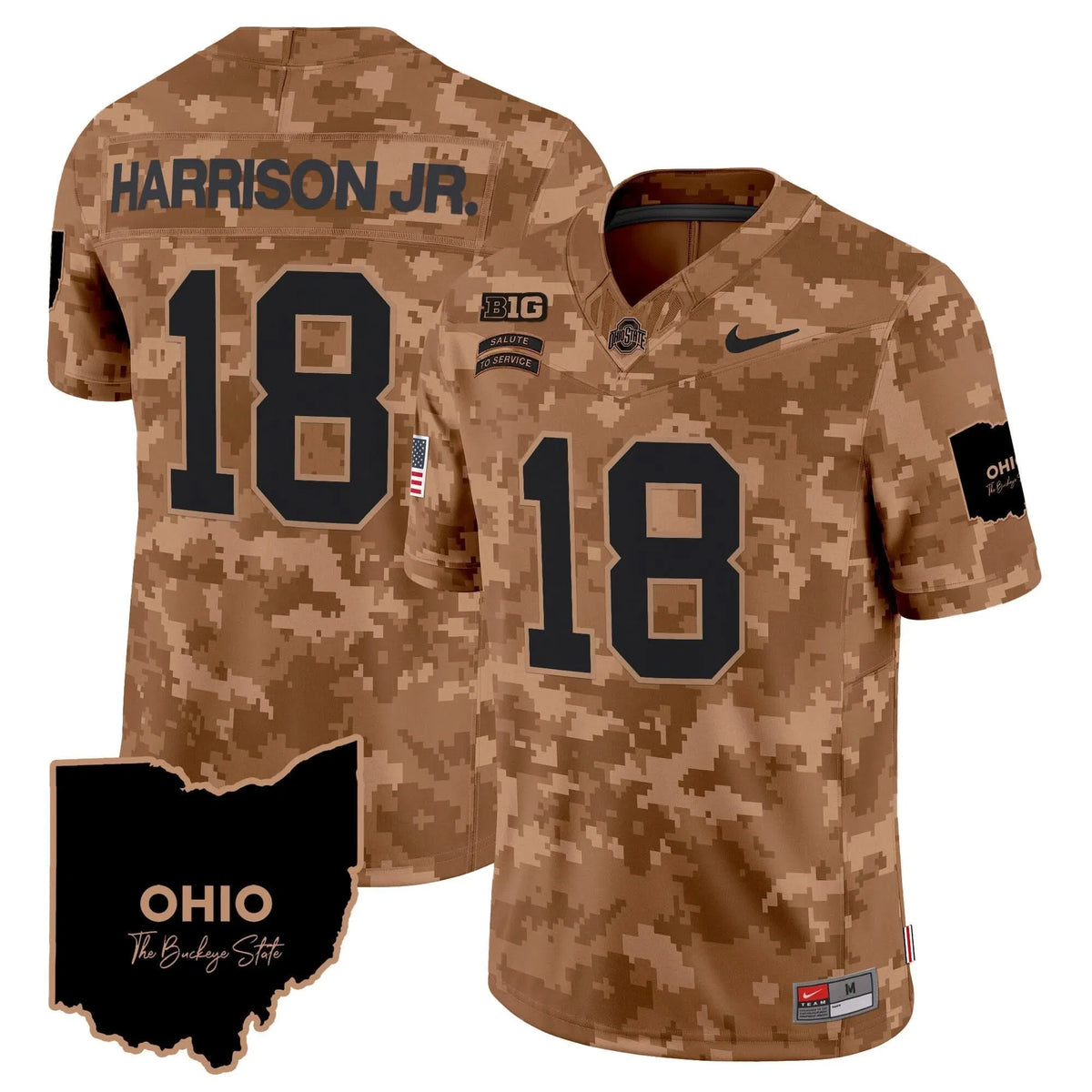 Personalized OSB 2026 Salute to Service Vapor Limited Jersey - Brown Camo / Marvin Harrison Jr. Stitched