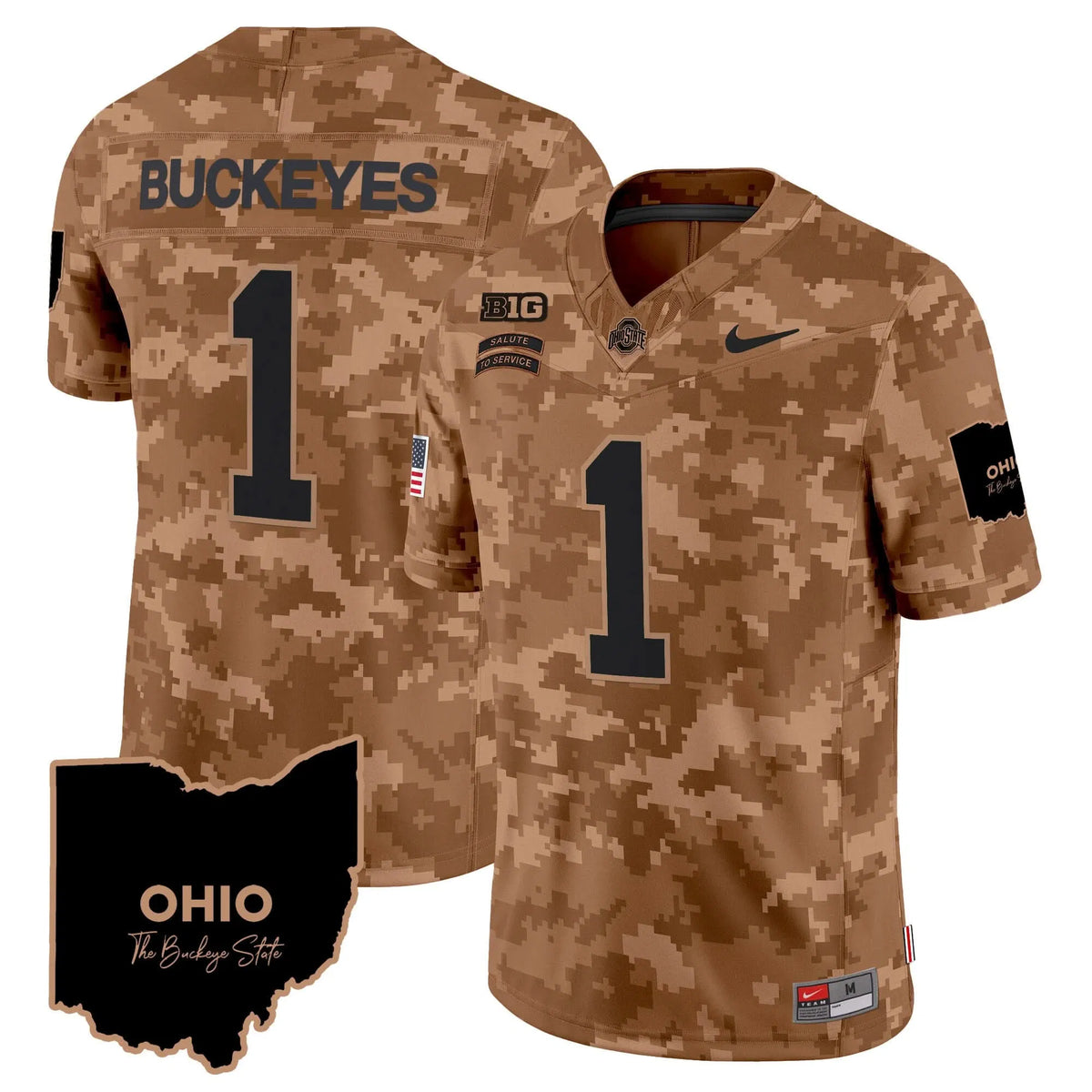 Personalized OSB 2026 Salute to Service Vapor Limited Jersey - Brown Camo / #1 Buckeyes Stitched