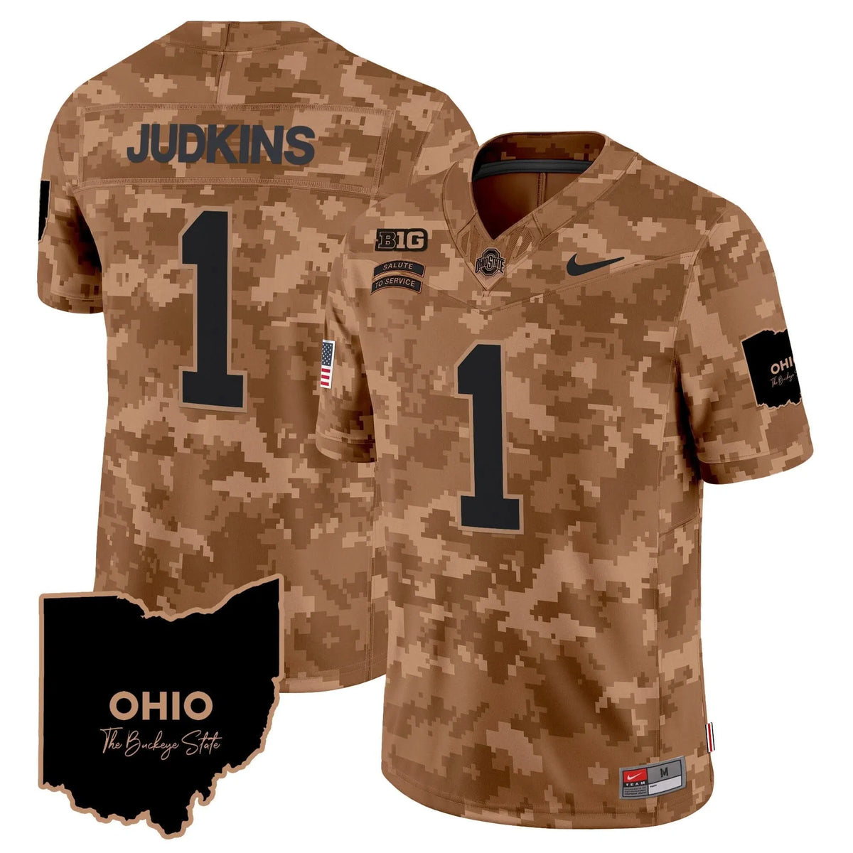 Personalized OSB 2026 Salute to Service Vapor Limited Jersey - Brown Camo / Quinshon Judkins Stitched