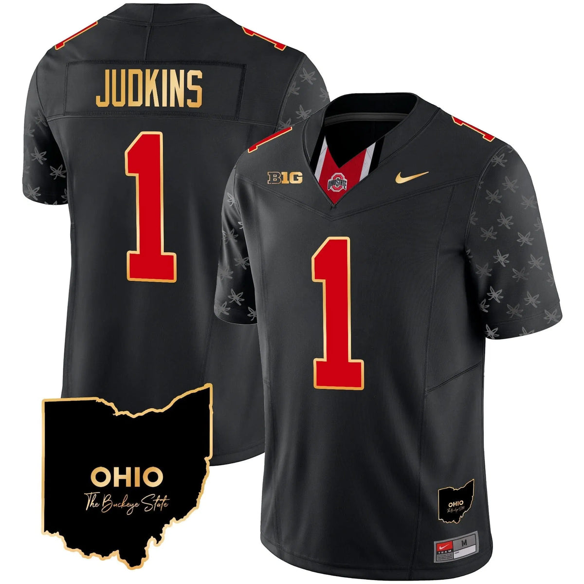 Personalized OSB 2026 Home Patch Gold Trim Vapor Limited Jersey V2 - Black Limited / Quinshon Judkins Stitched