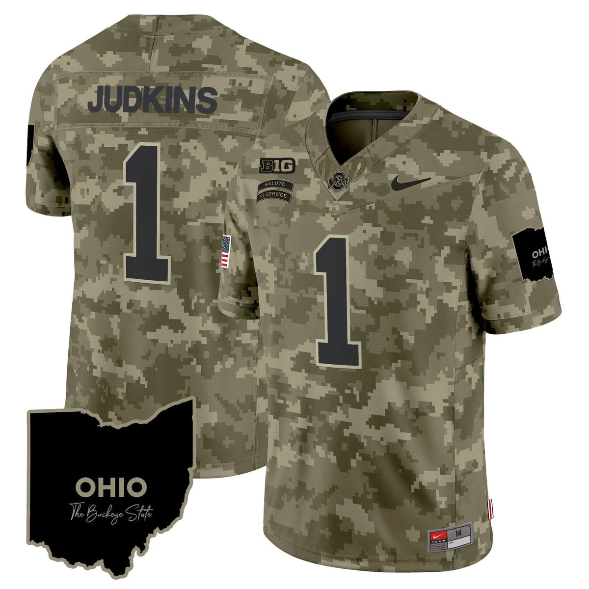 Personalized OSB 2026 Salute to Service Vapor Limited Jersey - Olive Camo / Quinshon Judkins Stitched