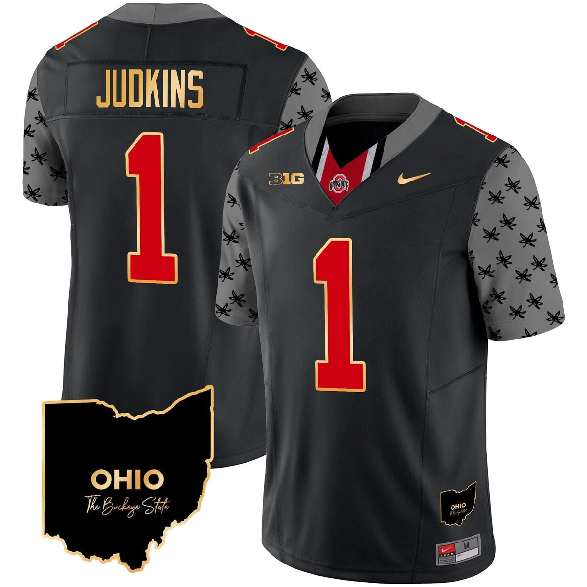 Personalized OSB 2026 Home Patch Gold Trim Vapor Limited Jersey V2 - Black / Quinshon Judkins Stitched