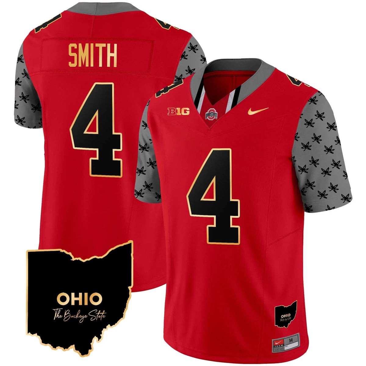 Personalized OSB 2026 Home Patch Gold Trim Vapor Limited Jersey V2 - Red / Jeremiah Smith Stitched