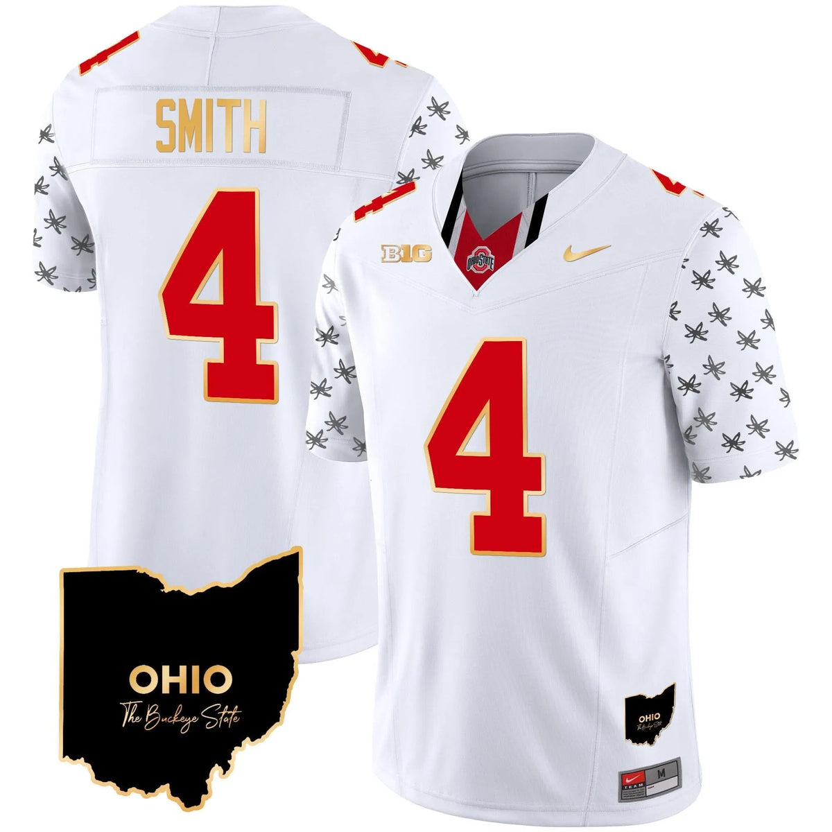 Personalized OSB 2026 Home Patch Gold Trim Vapor Limited Jersey V2 - White Limited / Jeremiah Smith Stitched