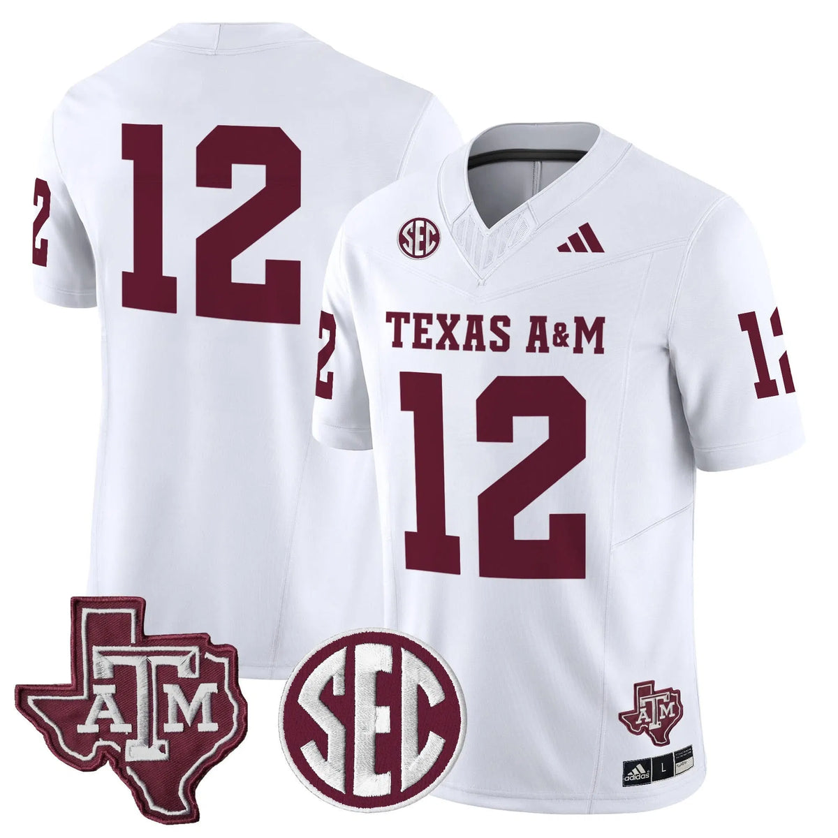 Personalized Aggies 2026 Vapor Limited Jersey - White / #12 Texas Stitched
