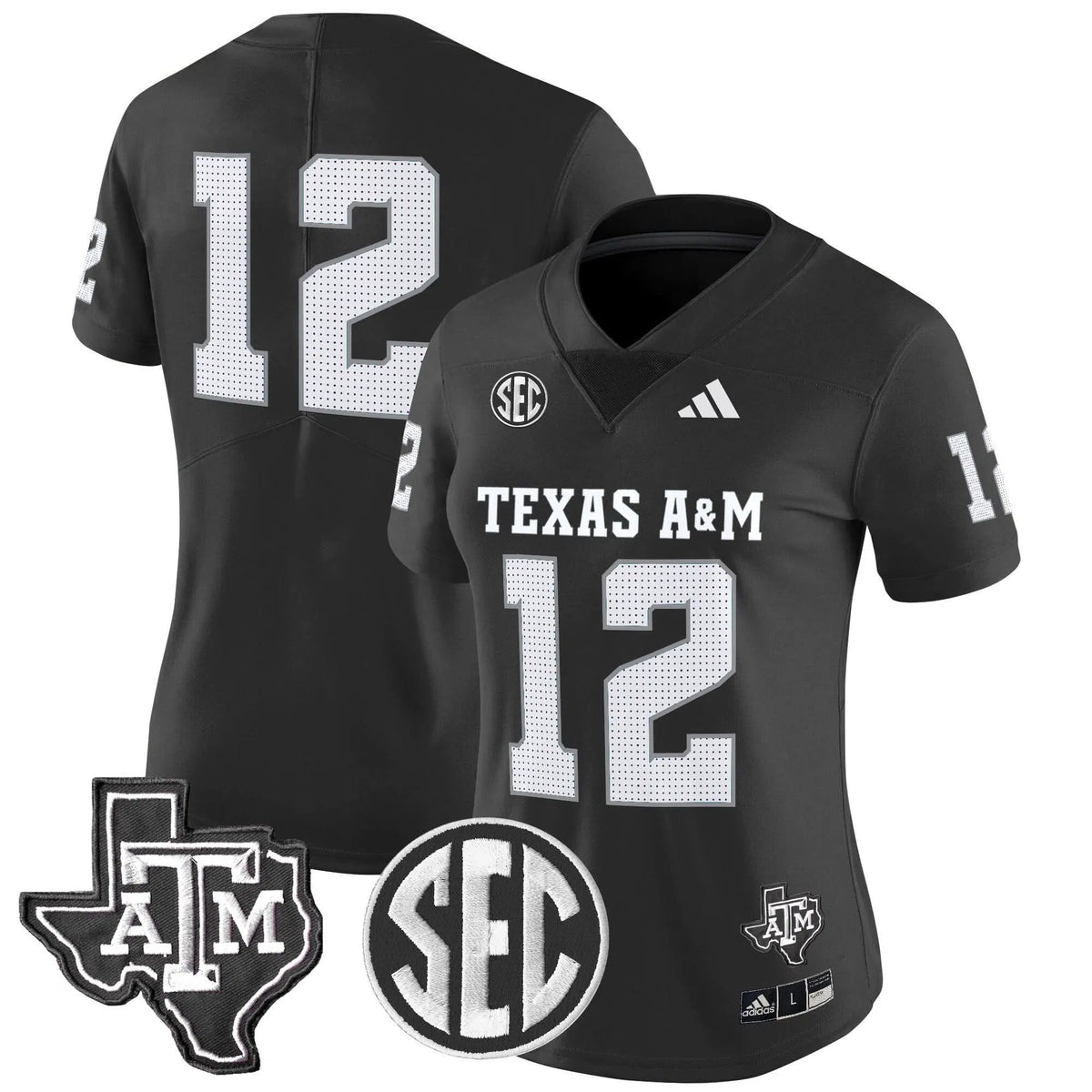 Personalized Women's Aggies 2026 Vapor Limited Jersey - Stitched - Black / #12 Texas Stitched