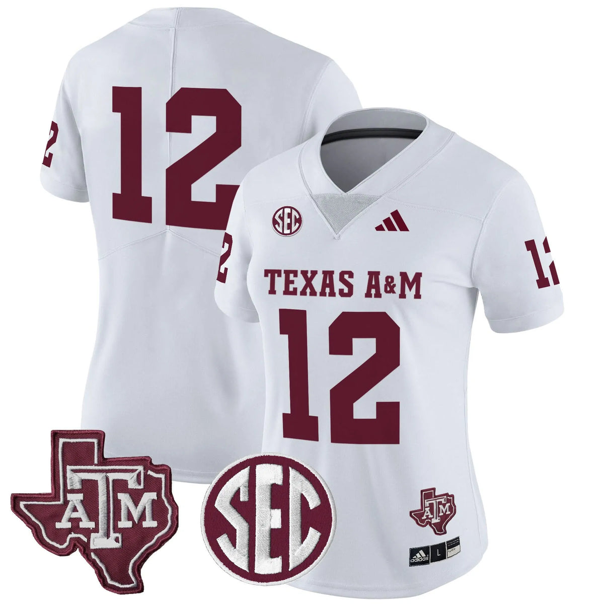 Personalized Women's Aggies 2026 Vapor Limited Jersey - Stitched - White / #12 Texas Stitched