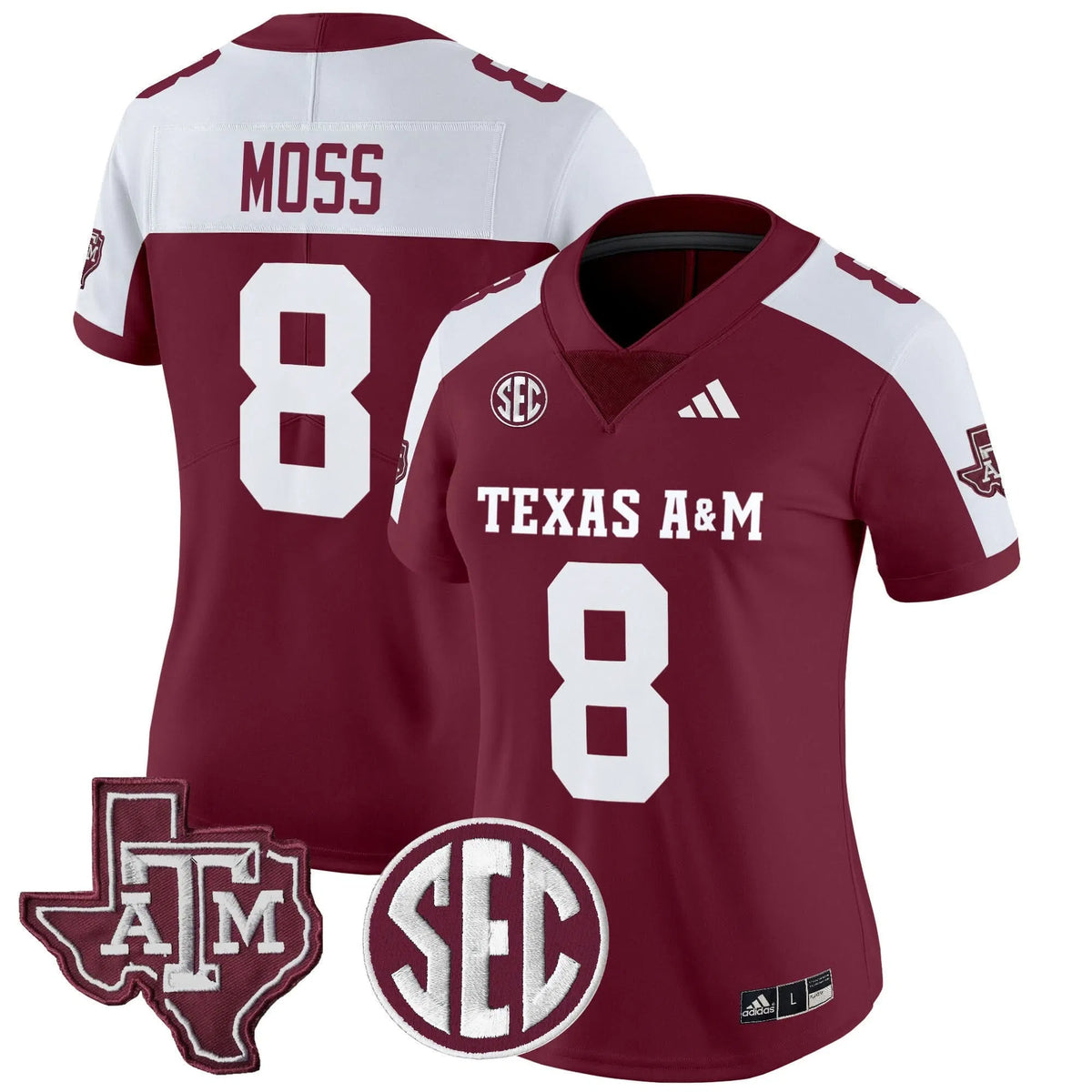 Personalized Women's Aggies 2026 Vapor Limited Jersey - Stitched - Maroon Alternate / Le'Veon Moss Stitched