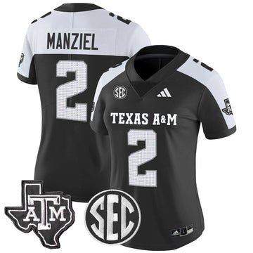Personalized Women's Aggies 2026 Vapor Limited Jersey - Stitched - Black Alternate / Johnny Manziel Stitched