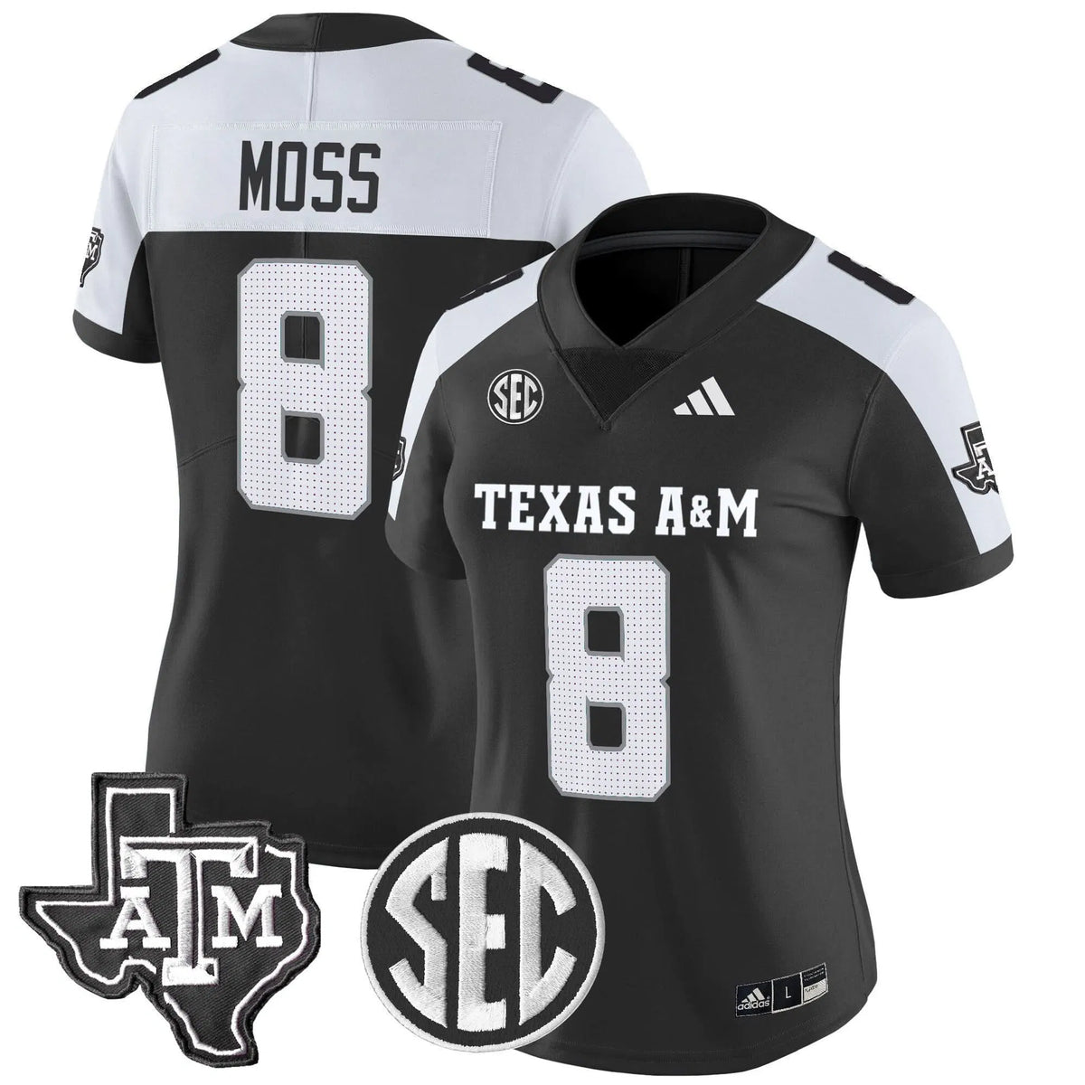 Personalized Women's Aggies 2026 Vapor Limited Jersey - Stitched - Black Alternate / Le'Veon Moss Stitched