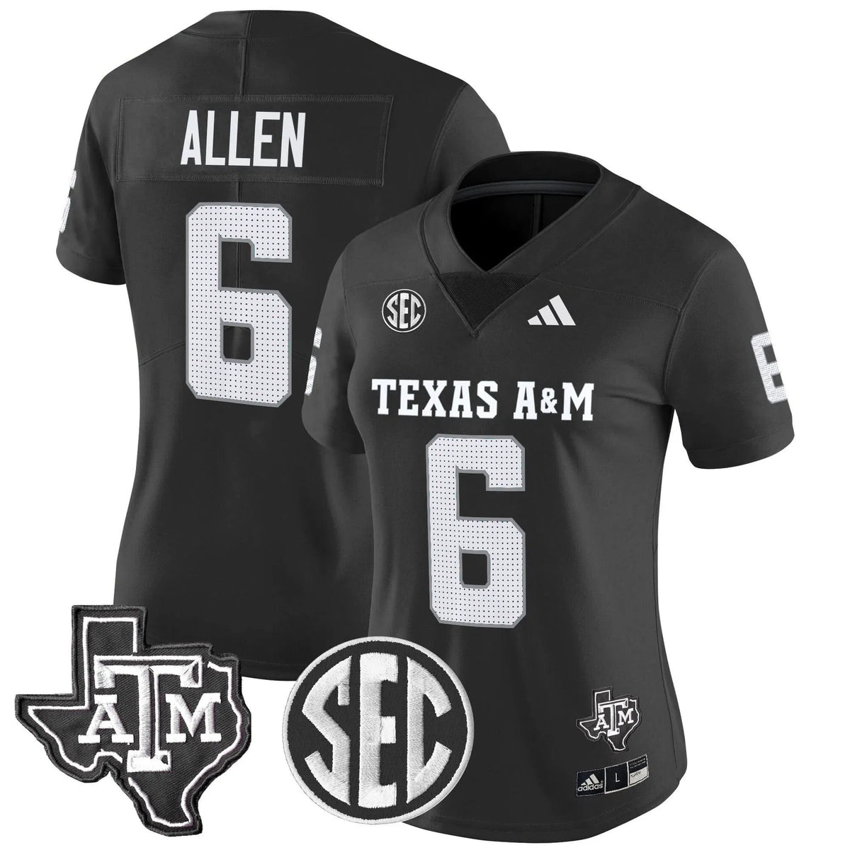 Personalized Women's Aggies 2026 Vapor Limited Jersey - Stitched - Black / Cyrus Allen Stitched