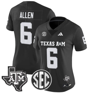 Personalized Women's Aggies 2026 Vapor Limited Jersey - Stitched - Black / Cyrus Allen Stitched