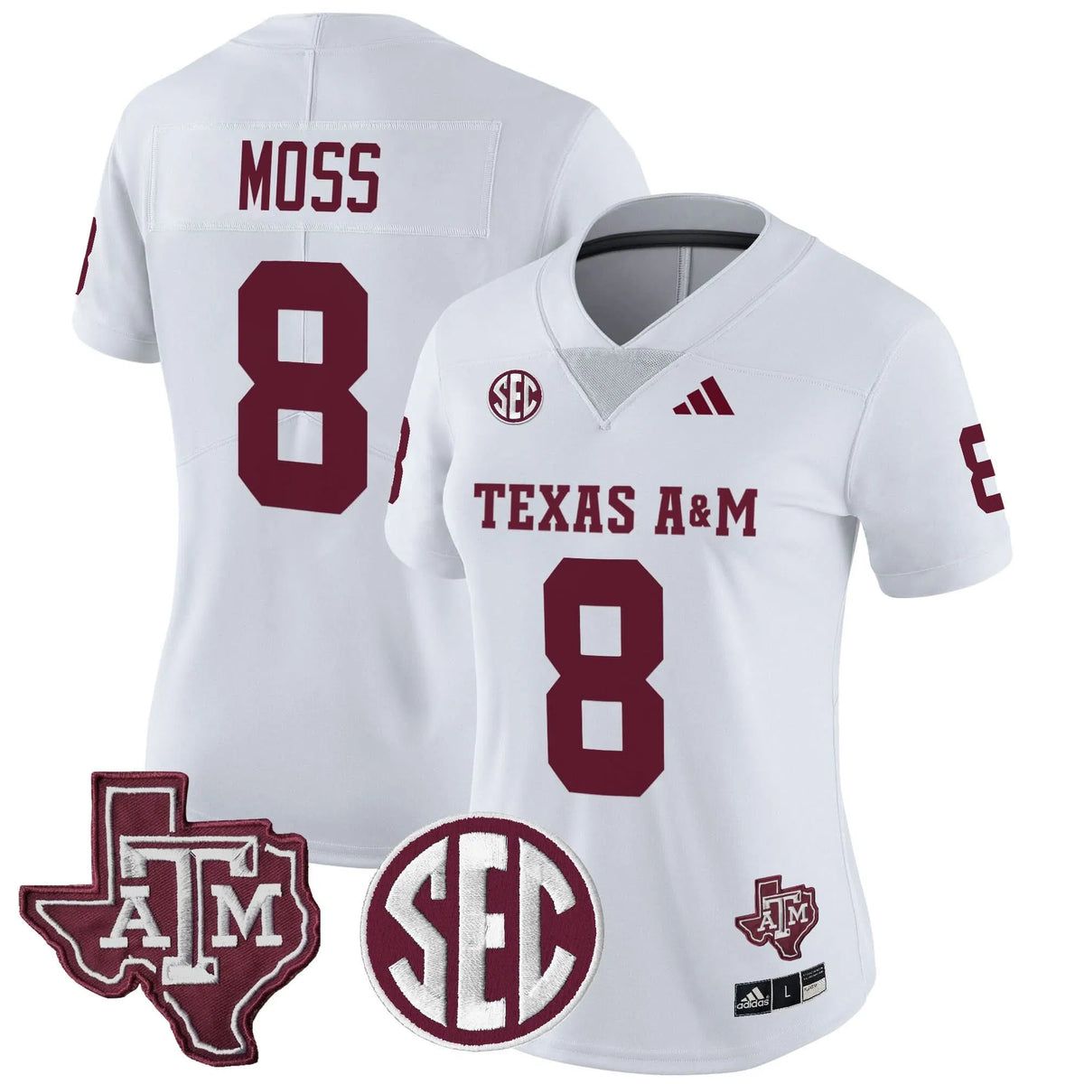 Personalized Women's Aggies 2026 Vapor Limited Jersey - Stitched - White / Le'Veon Moss Stitched