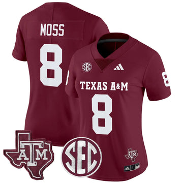 Personalized Women's Aggies 2026 Vapor Limited Jersey - Stitched - Maroon / Le'Veon Moss Stitched
