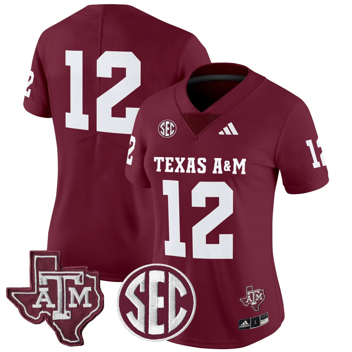 Personalized Women's Aggies 2026 Vapor Limited Jersey - Stitched - Maroon / #12 Texas Stitched