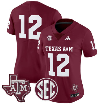 Personalized Women's Aggies 2026 Vapor Limited Jersey - Stitched - Maroon / #12 Texas Stitched