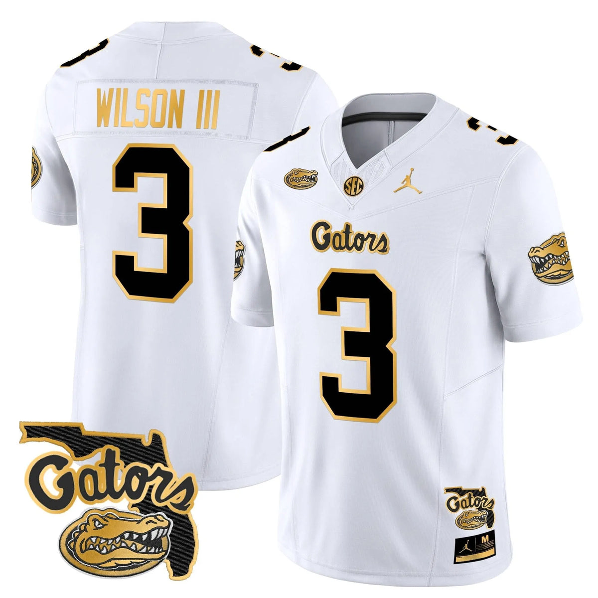 Personalized FG 2026 Florida Patch Gold Vapor Limited Jersey - White Gold / Eugene Wilson III Stitched