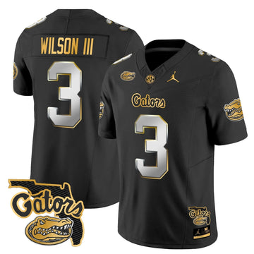 Personalized FG 2026 Florida Patch Gold Vapor Limited Jersey - Black Limited / Eugene Wilson III Stitched