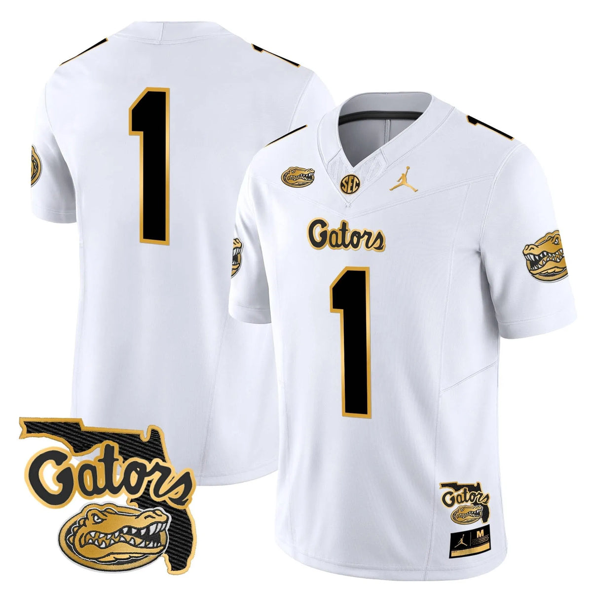Personalized FG 2026 Florida Patch Gold Vapor Limited Jersey - White Gold / #1 Team Stitched