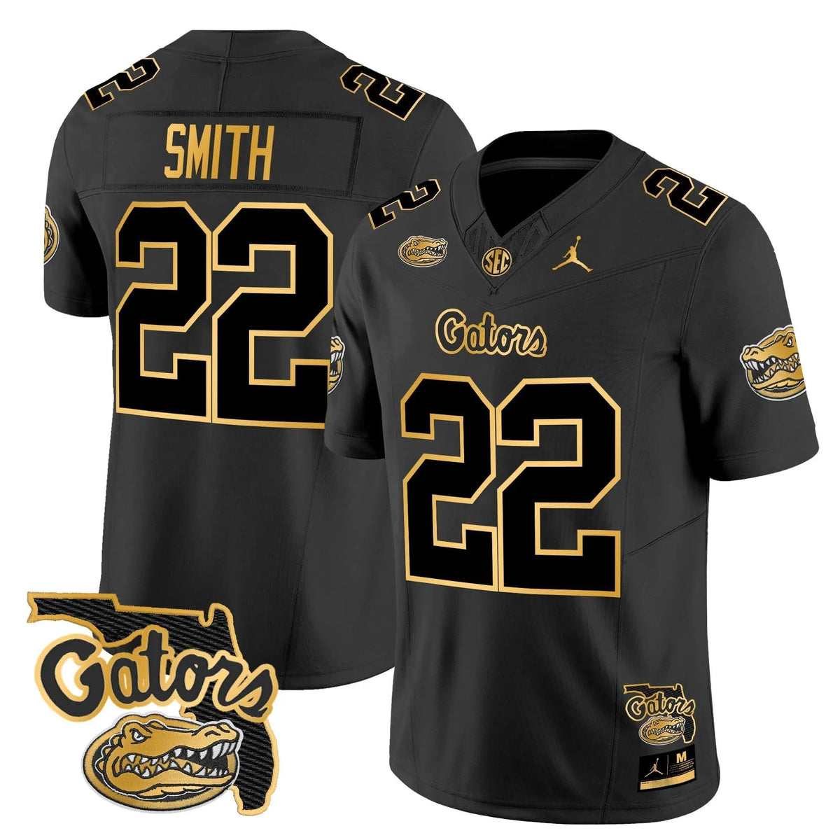 Personalized FG 2026 Florida Patch Gold Vapor Limited Jersey - Black Gold / Emmitt Smith Stitched