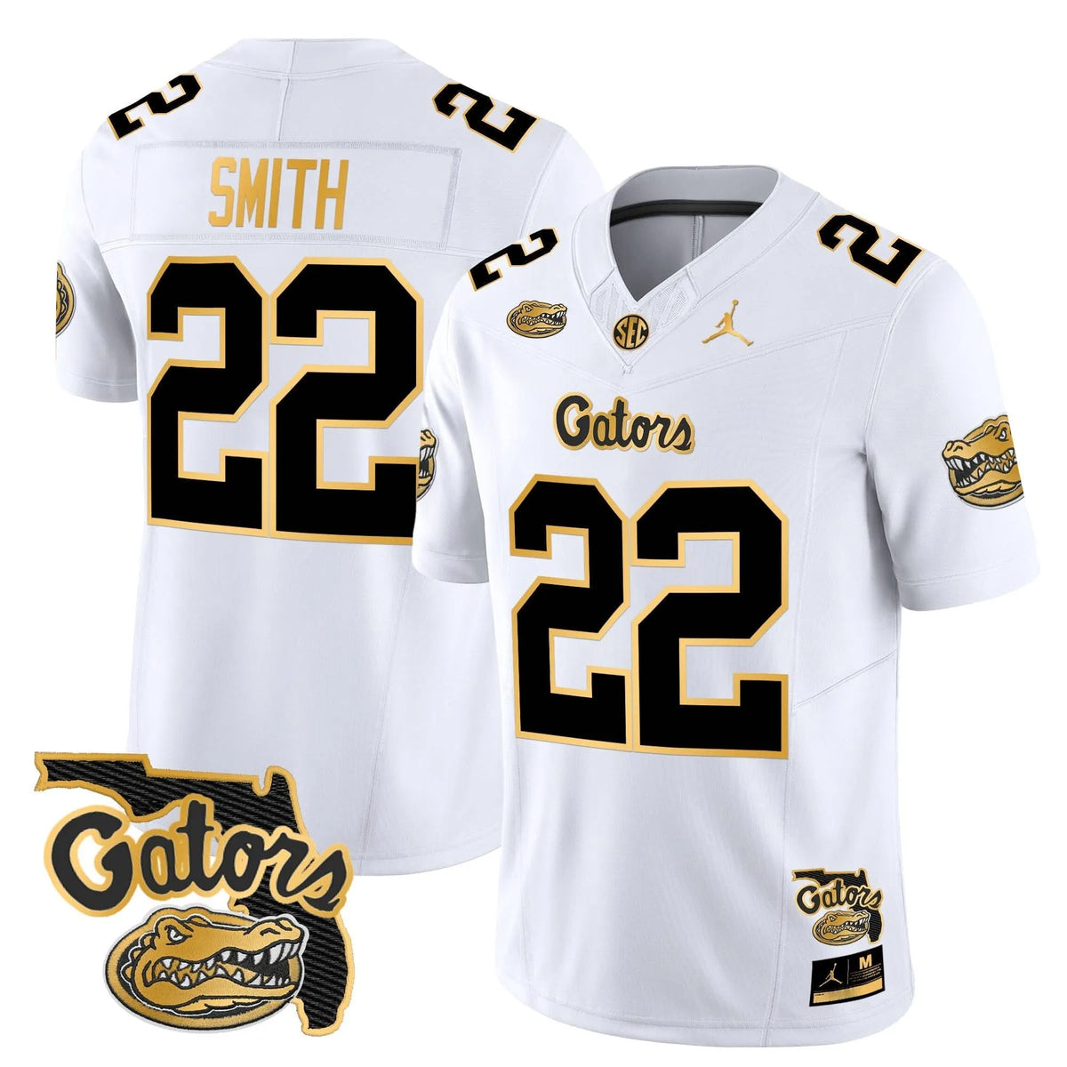Personalized FG 2026 Florida Patch Gold Vapor Limited Jersey - White Gold / Emmitt Smith Stitched