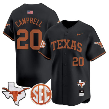 Personalized TL 2026 Vapor Premier Baseball Jersey - Stitched - Black / Earl Campbell Stitched