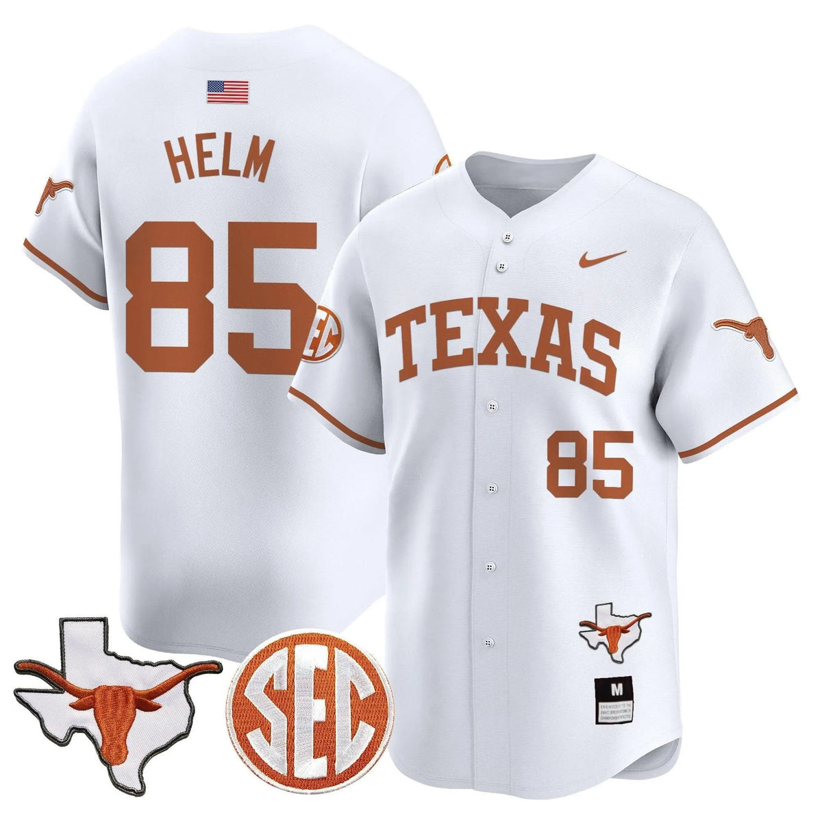 Personalized TL 2026 Vapor Premier Baseball Jersey - Stitched - White / Gunnar Helm Stitched
