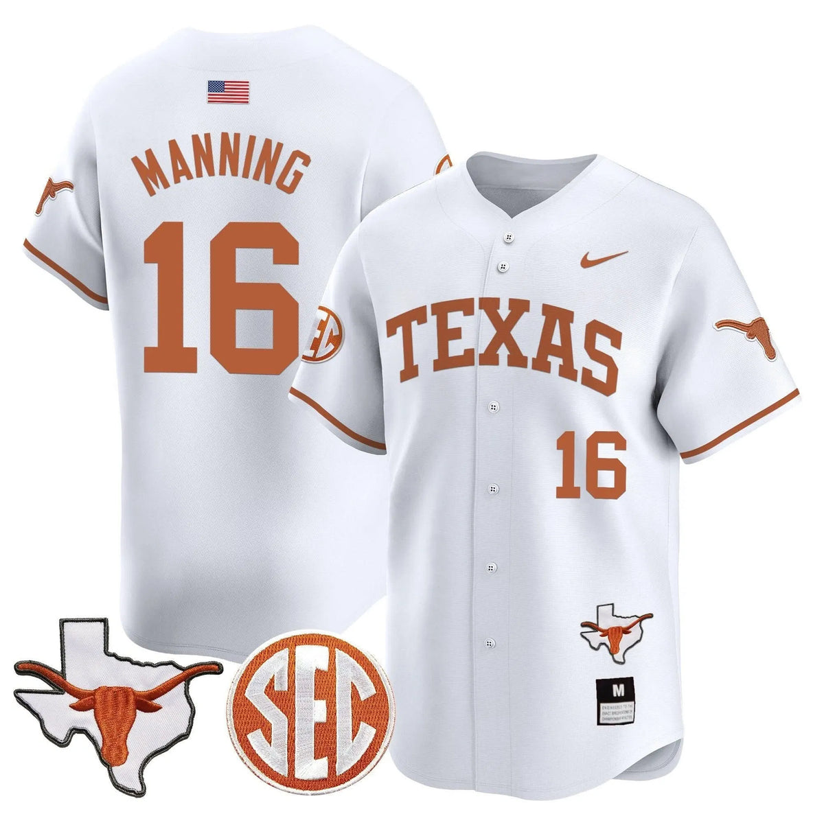 Personalized TL 2026 Vapor Premier Baseball Jersey - Stitched - White / Arch Manning Stitched