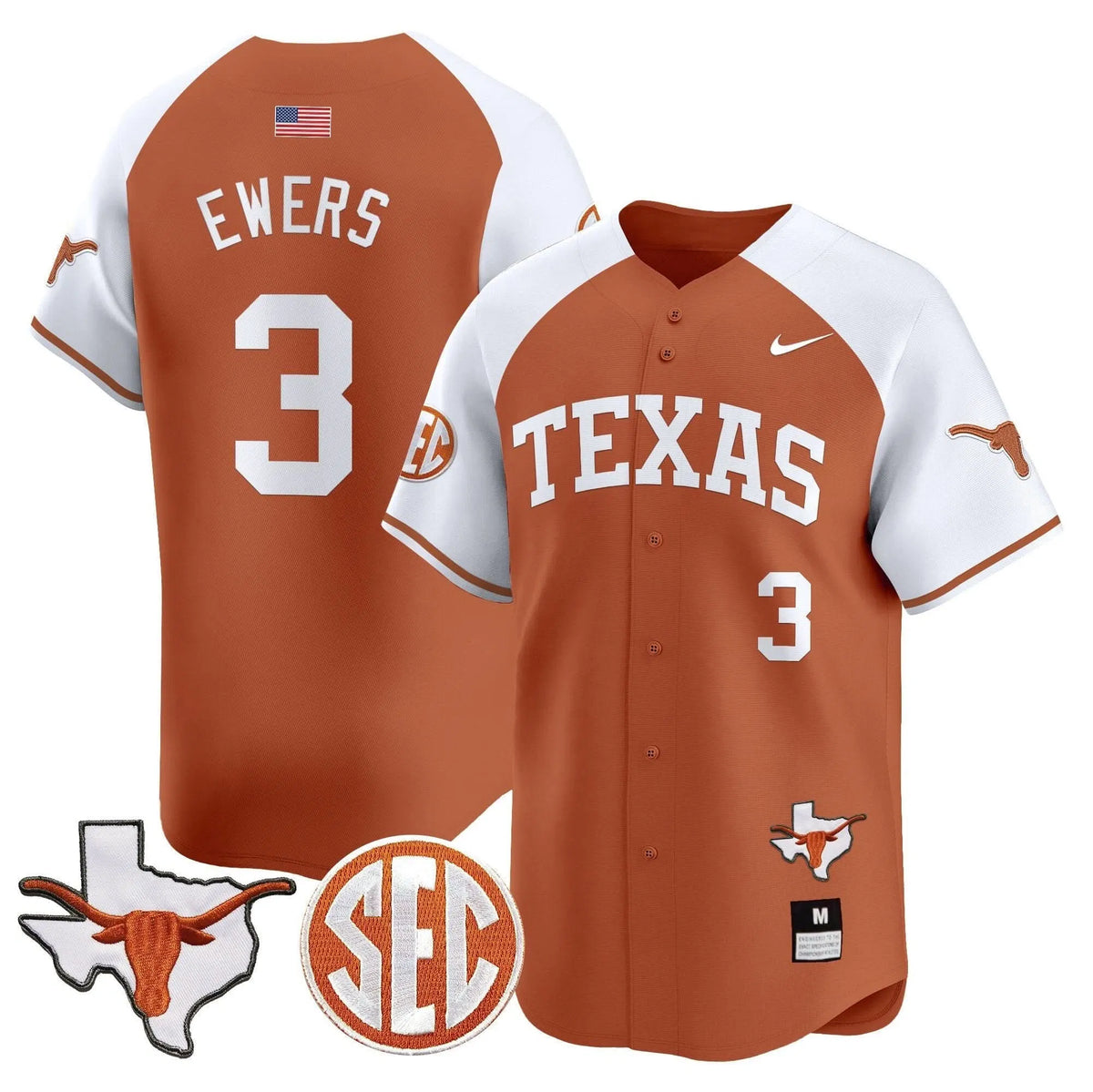 Personalized TL 2026 Vapor Premier Baseball Jersey - Stitched - Orange Alternate / Quinn Ewers Stitched