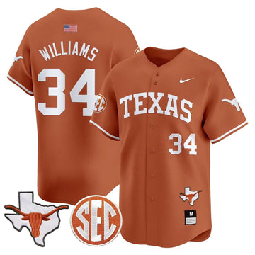 Personalized TL 2026 Vapor Premier Baseball Jersey - Stitched - Texas Orange / Ricky Williams Stitched