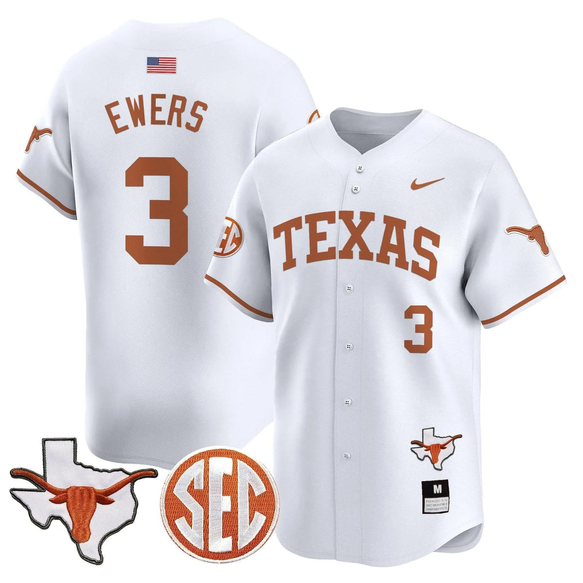 Personalized TL 2026 Vapor Premier Baseball Jersey - Stitched - White / Quinn Ewers Stitched
