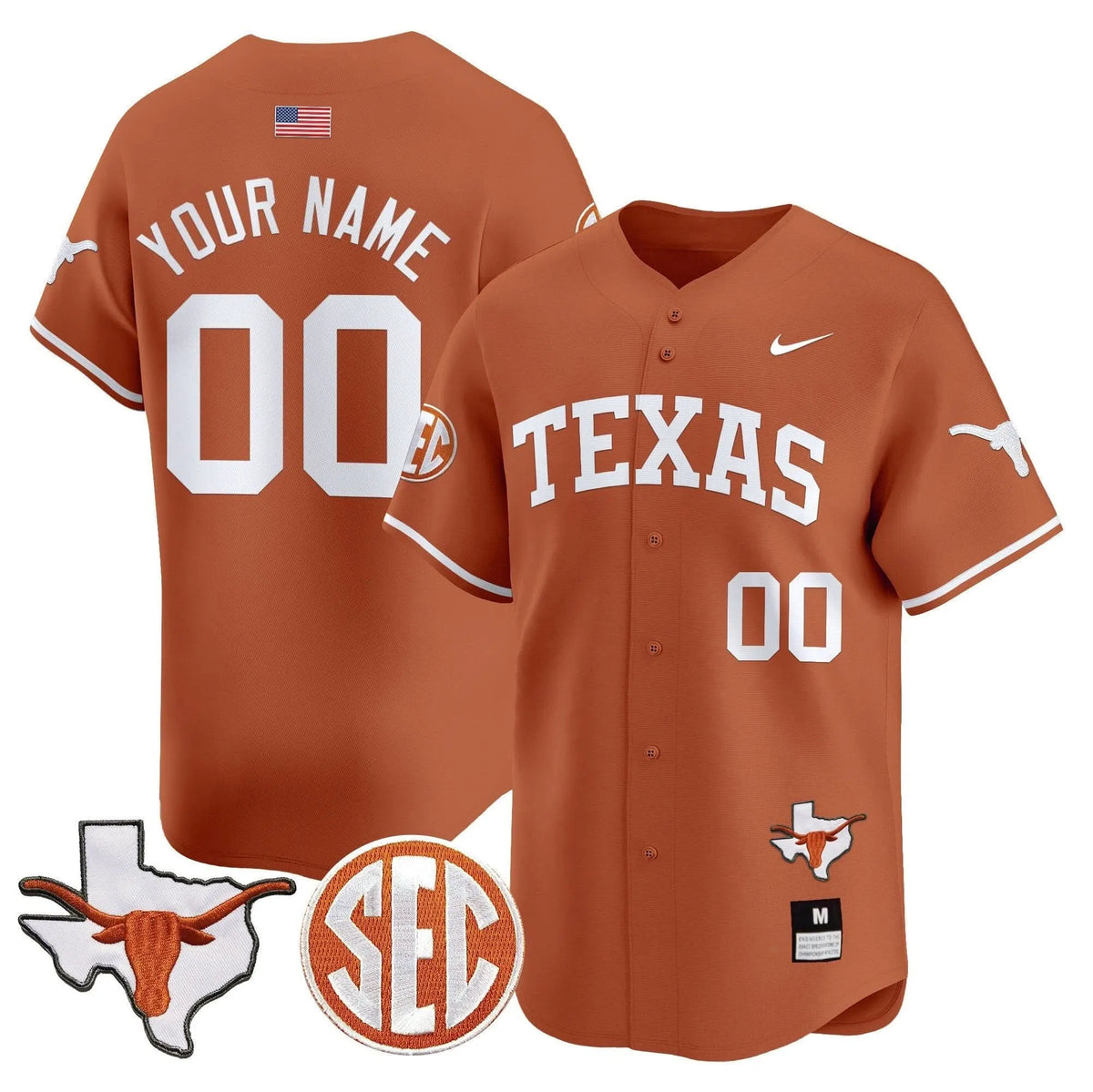 Personalized TL 2026 Vapor Premier Baseball Custom Jersey - Stitched - Texas Orange Stitched